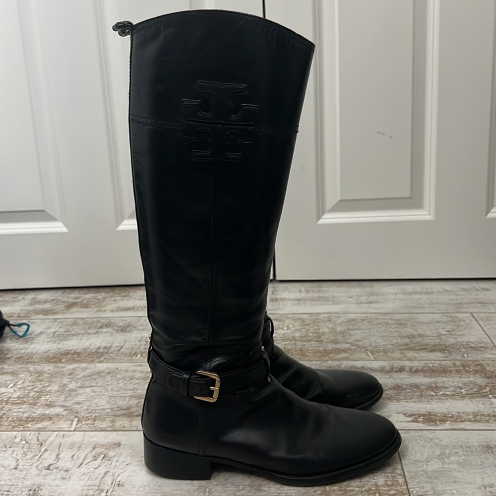 Tory Burch Black Leather Riding Boots Sz 10